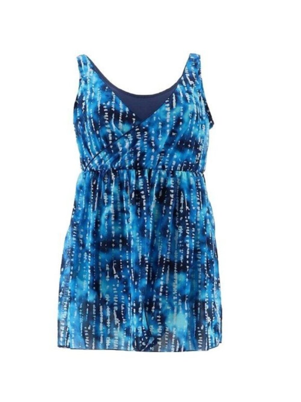Denim & Co Beach V-Neck Surplice Layered Swim Dress 18W (1001)